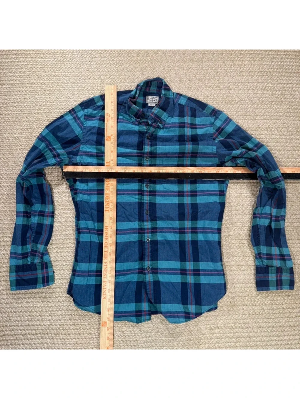 J. Crew Long Sleeve Button Down Plaid Blue Green Red 100% Cotton Size S